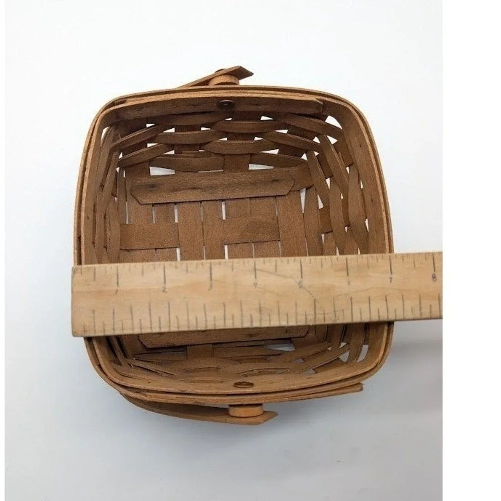 Vintage 80s Longaberger Berry Basket Swing Handle Handwoven Napkin Storage Cabin